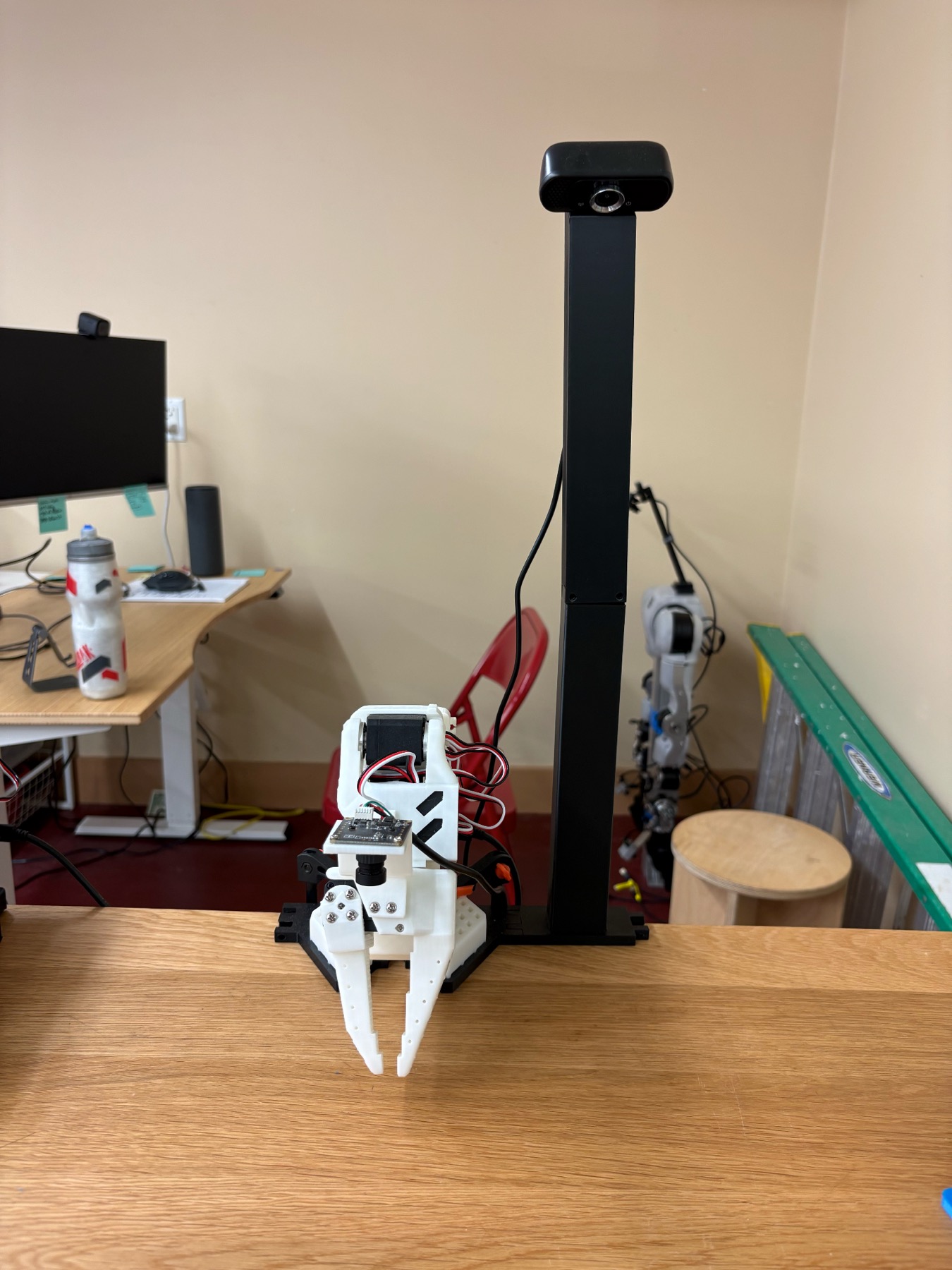 SO-101 follower arm set up for a pick-and-place task